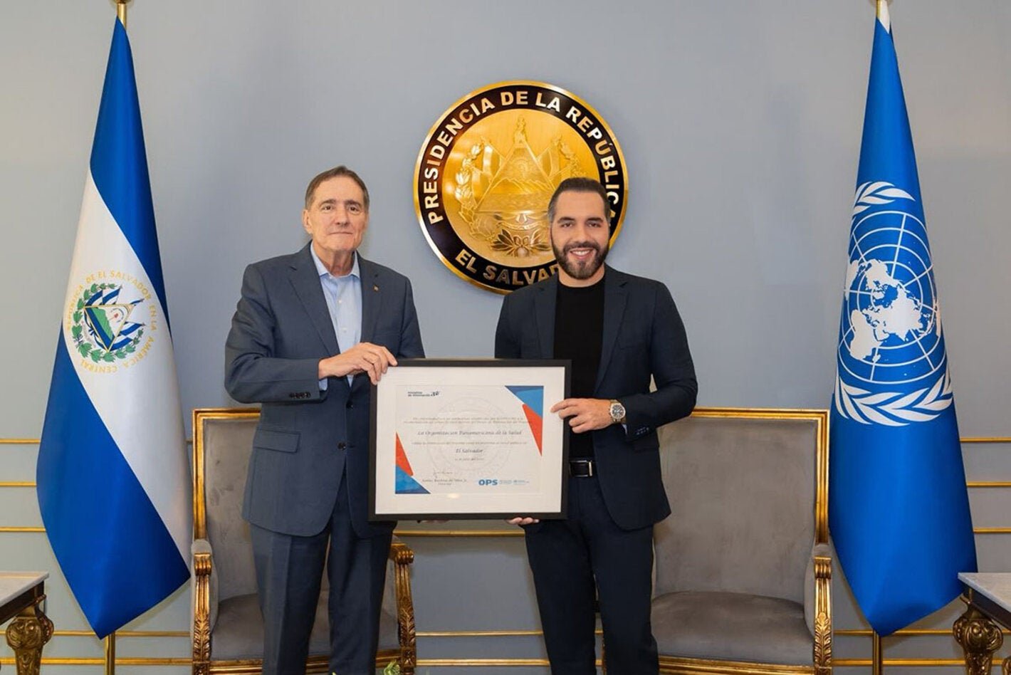 Director de la OPS y Presidente de El Salvador destacan avances en eliminación de enfermedades y fortalecimiento del sistema de salud