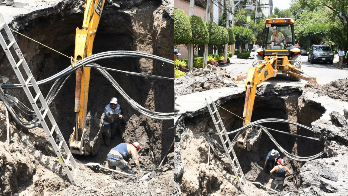 Fuga de agua pone en alerta a vecinos de la CDMX: ¡se creó un socavón de 8 metros! FOTOS