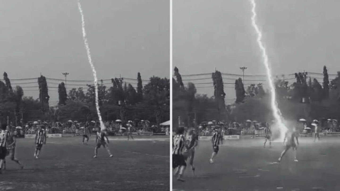 Rayo cae en plena cancha y mata a futbolista de 24 años; el impactante momento quedó grabado, VIDEO